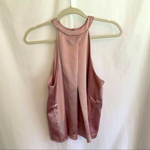 She & Sky Iridescent Pink Halter Tank Top